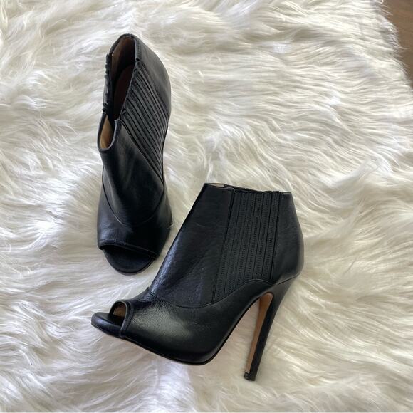 Jimmy Choo Women’s Grained Calfskin Brenna Ankle Boots Booties Open Toe Stiletto - Picture 2 of 11